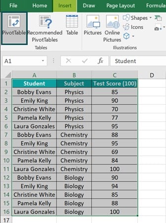 Pivot Table field Name not Valid - Example 1 - Step 5
