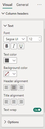 Power BI Heat Map - Example 1 - Step 5 - column headers