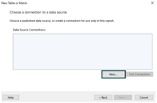 Power BI Paginated Report - Step 2 - connection