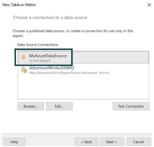 Power BI Paginated Report - Step 2 - datasource