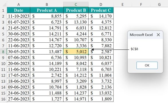 VBA Intersect - Example - Step 8