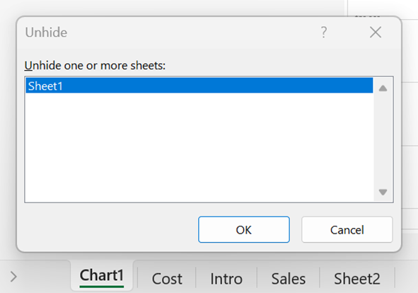 VBA Worksheets - Example 3 - Unhide