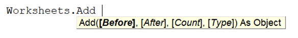 VBA Worksheets - Example 4 - add