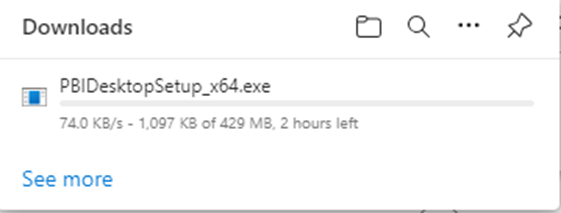 Power BI Desktop Installation - Step 1 - exe file