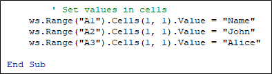 VBA Range Cells - Example 1 - Step 4