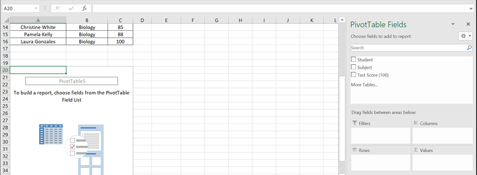 Pivot Table field Name not Valid - Example 1 - Step 6-field