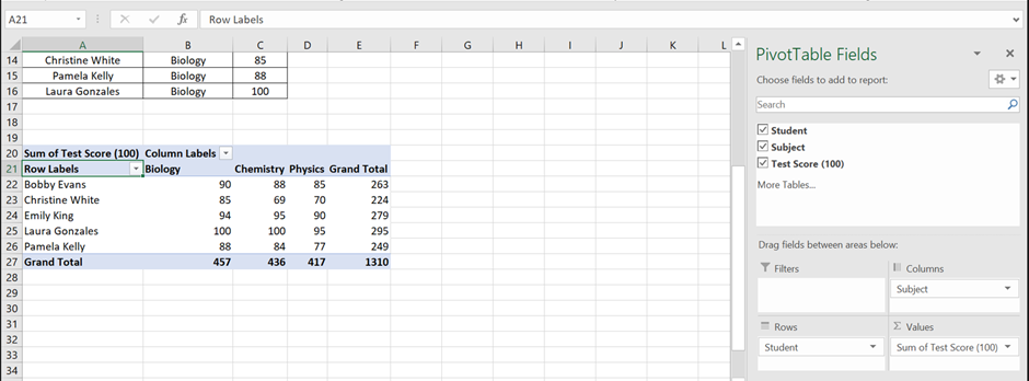 Pivot Table field Name not Valid - Example 1 - Step 7