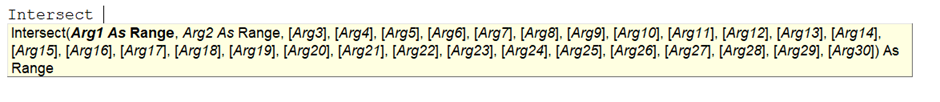 VBA Intersect - Syntax