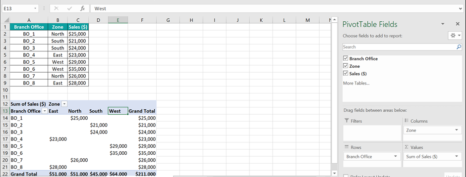 Pivot Table field Name not Valid - Example 3 - Step 2 - Updated