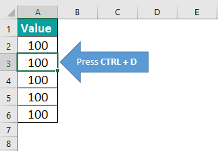 Excel Fill Down - Example