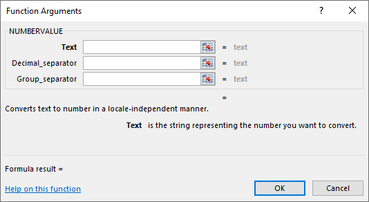 NUMBERVALUE Function - Function Arguments