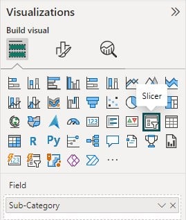 Power BI Treemap - Example 2 - Step 4 - Slicer