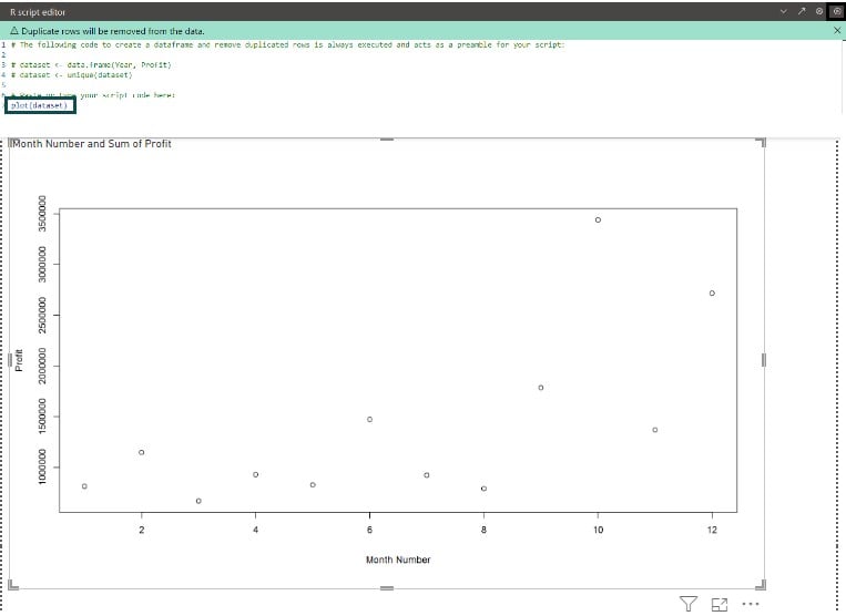 R scripts in Power BI - Example 1 - Step 6