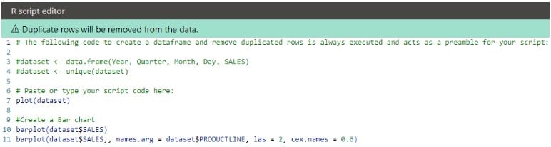 R scripts in Power BI - Example 2 - Step 7 - code