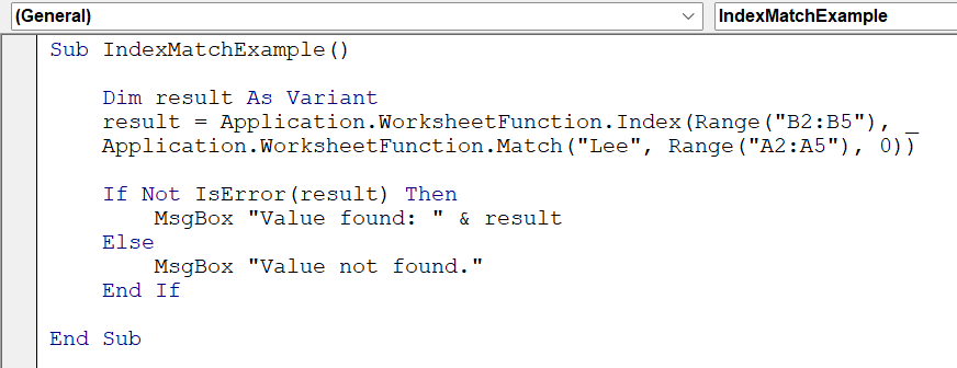 VBA Index Match - Definition Example - 2