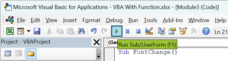VBA With Function in Excel - Example 1 - Step 11a