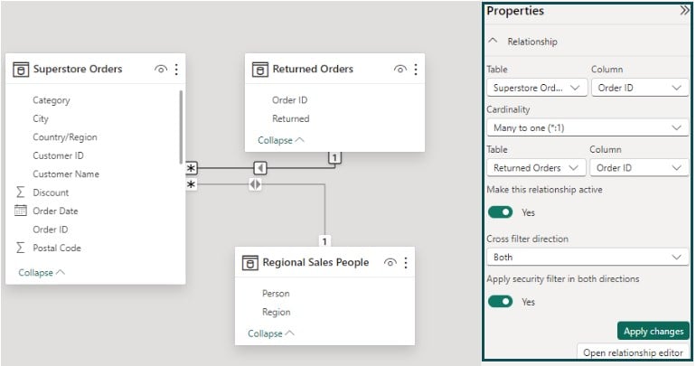 Power BI Bidirectional Cross Filtering - Example 2 - Step 3