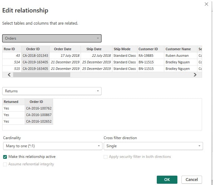 Power BI Bidirectional Cross Filtering - Step 2