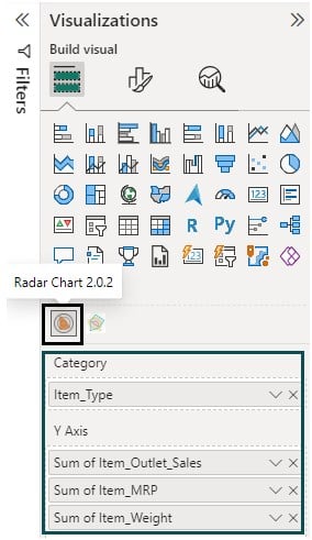 Power BI Radar Chart - Example 1 - Step 2 - category