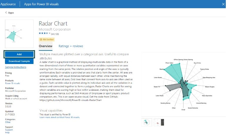 Power BI Radar Chart - create - Step 4