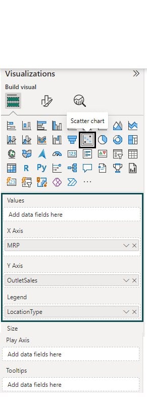 Power BI Scatter Chart - Example 2 - Step 2