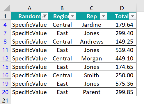 VBA Filter Data in Excel - Example 2 - Step 4