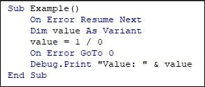 VBA On Error Resume Next 1