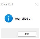VBA Randomize - Example 1 - Step 6 - dice roll 1