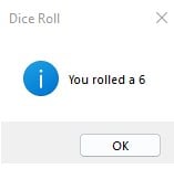 VBA Randomize - Example 1 - Step 6 - dice roll 6
