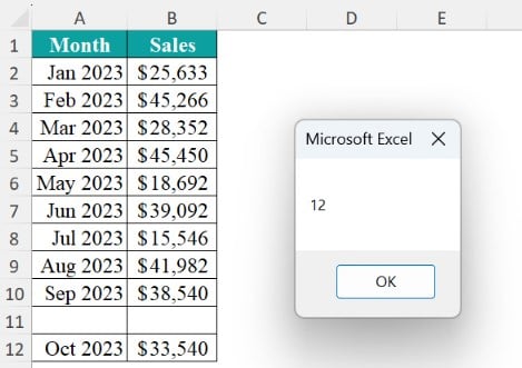 VBA XLUP - Use - Example 2 - Output