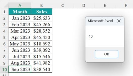 Example 2 - Step 5 - Last used row