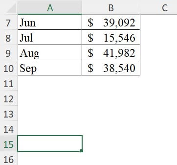 VBA XLUP - Use - Example - A15