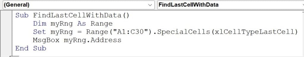 VBA SpecialCells