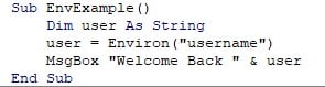 Excel VBA ENVIRON 1