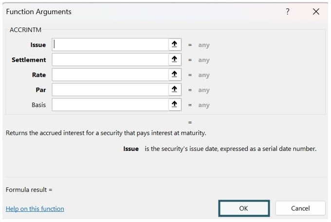 How To Use ACCRINTM Function 1-3