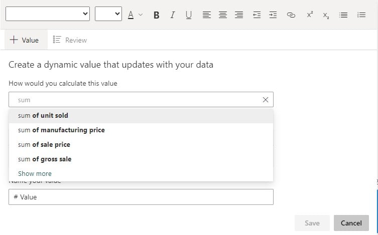Power BI Smart Narrative - Create - Step 6