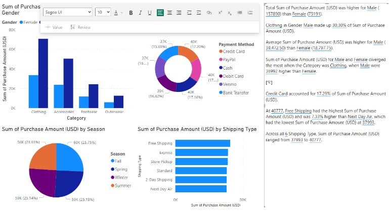 Power BI Smart Narrative - Example 2 - Step 4