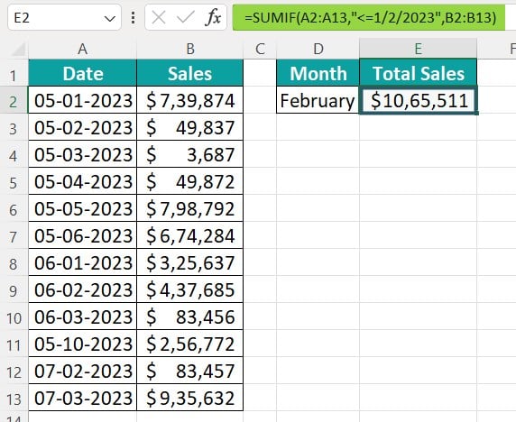 SUMIF Text In Excel - Example 1-2