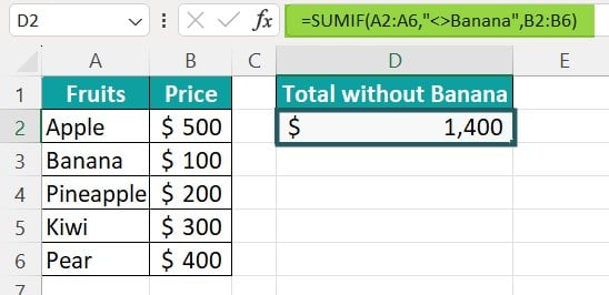 SUMIF Text In Excel - Example 3-2