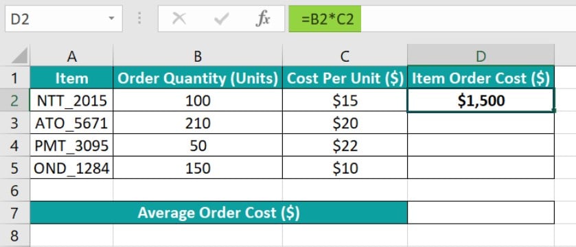 Excel Formula vs Function - Formula example - Step 1