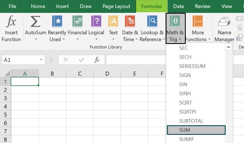Sum Multiple Rows Excel - Method 1