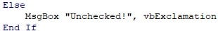 VBA CHECKBOX Example 3-6