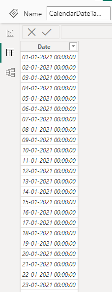 Power BI Date Function - Calendar - Step 3