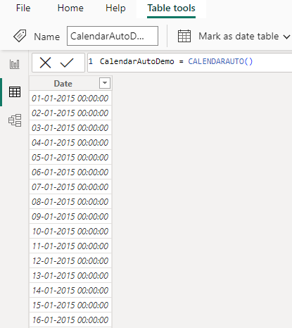 Power BI Date Function - Calendarauto - Step 4