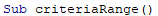 VBA SUMIF Function - Step 2 - criteria