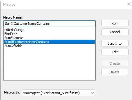 VBA SUMIF Function - Example 1 - step 9