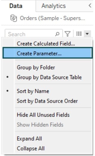 Tableau Parameters - Step 3