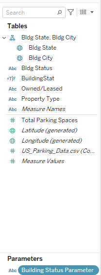 Tableau Parameters - Example 1 - Step 3 - parameter