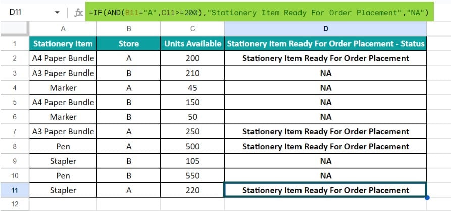 Advanced Google Sheets Formulas - Method 5 - Step 3