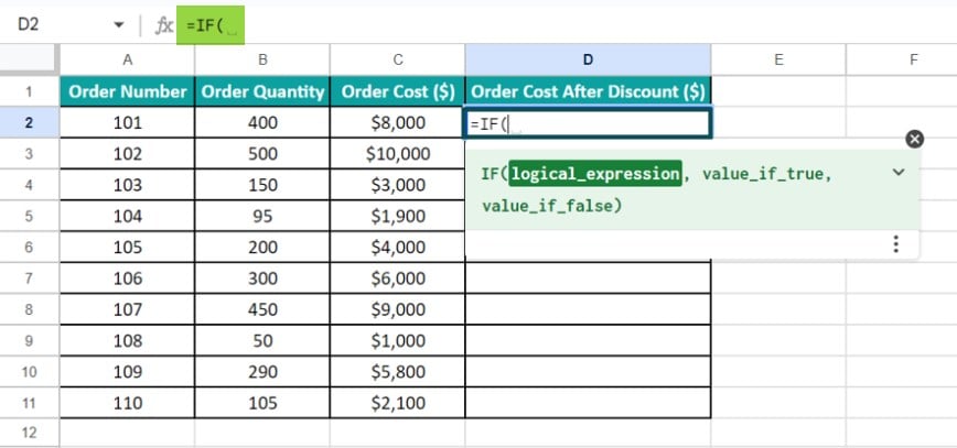 Advanced Google Sheets Formulas - Method 6 - Step 1